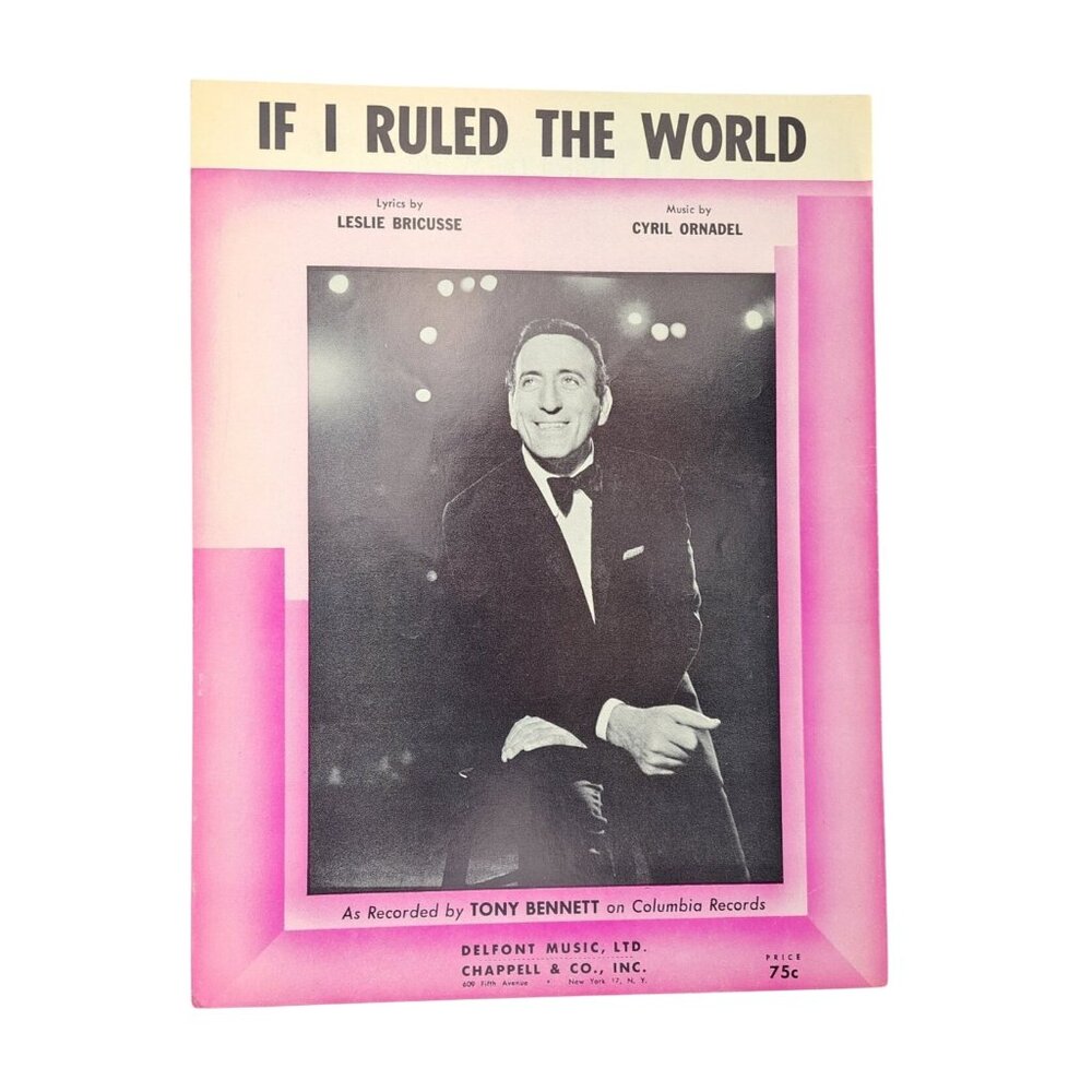 Vintage Tony Bennett Sheet Music If I Ruled The World 1963 Bricusse Ornadel